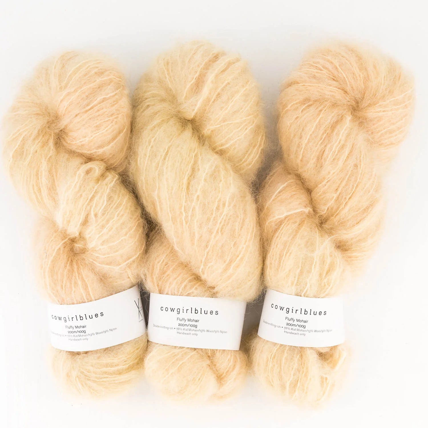 Cowgirlblues Fluffy Mohair Solids, Farbe 56 Champagne: 78 % Mohair, 13 % Wolle, 9 % Nylon