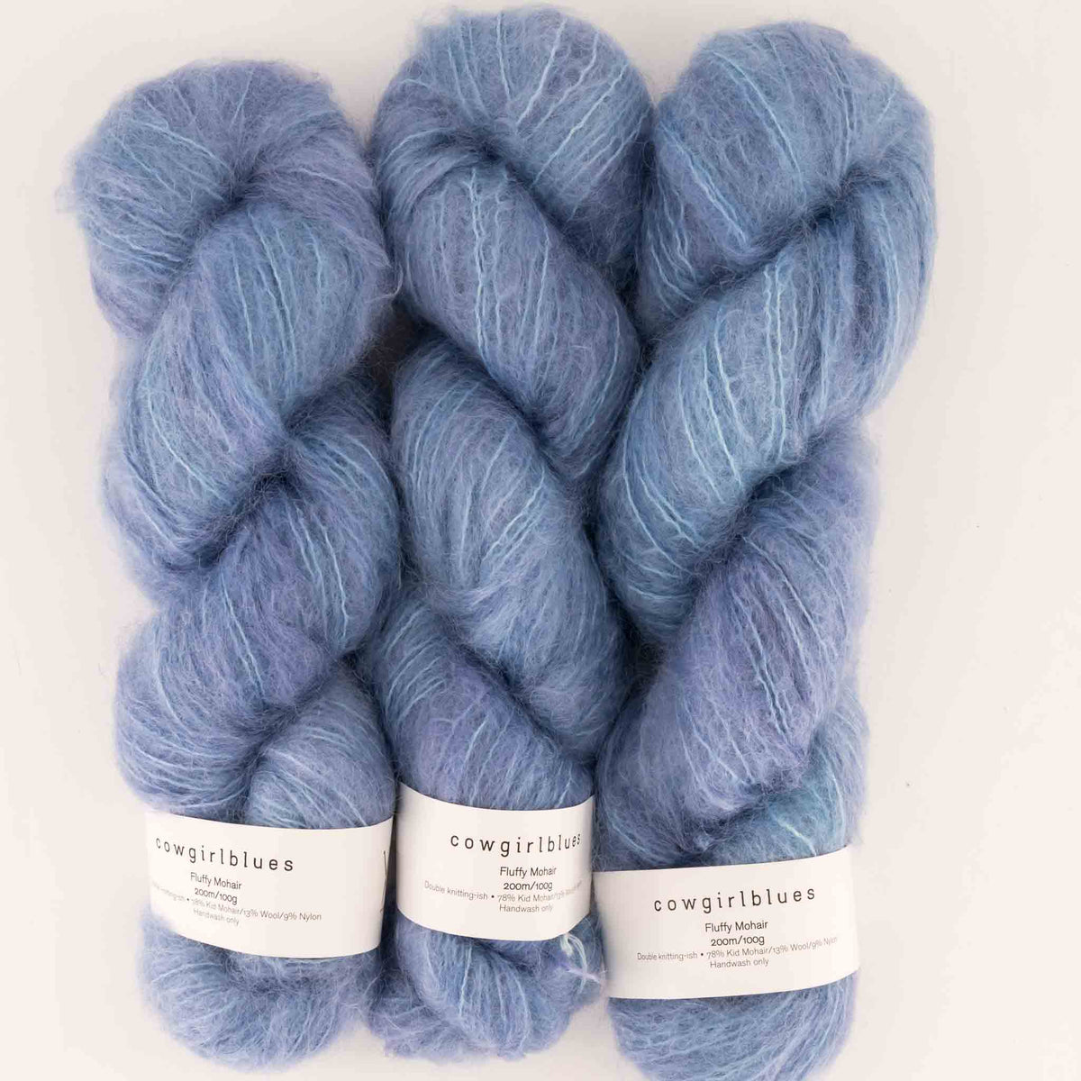 Cowgirlblues Fluffy Mohair Solids, Farbe 16 Seagrass: 78 % Mohair, 13 % Wolle, 9 % Nylon