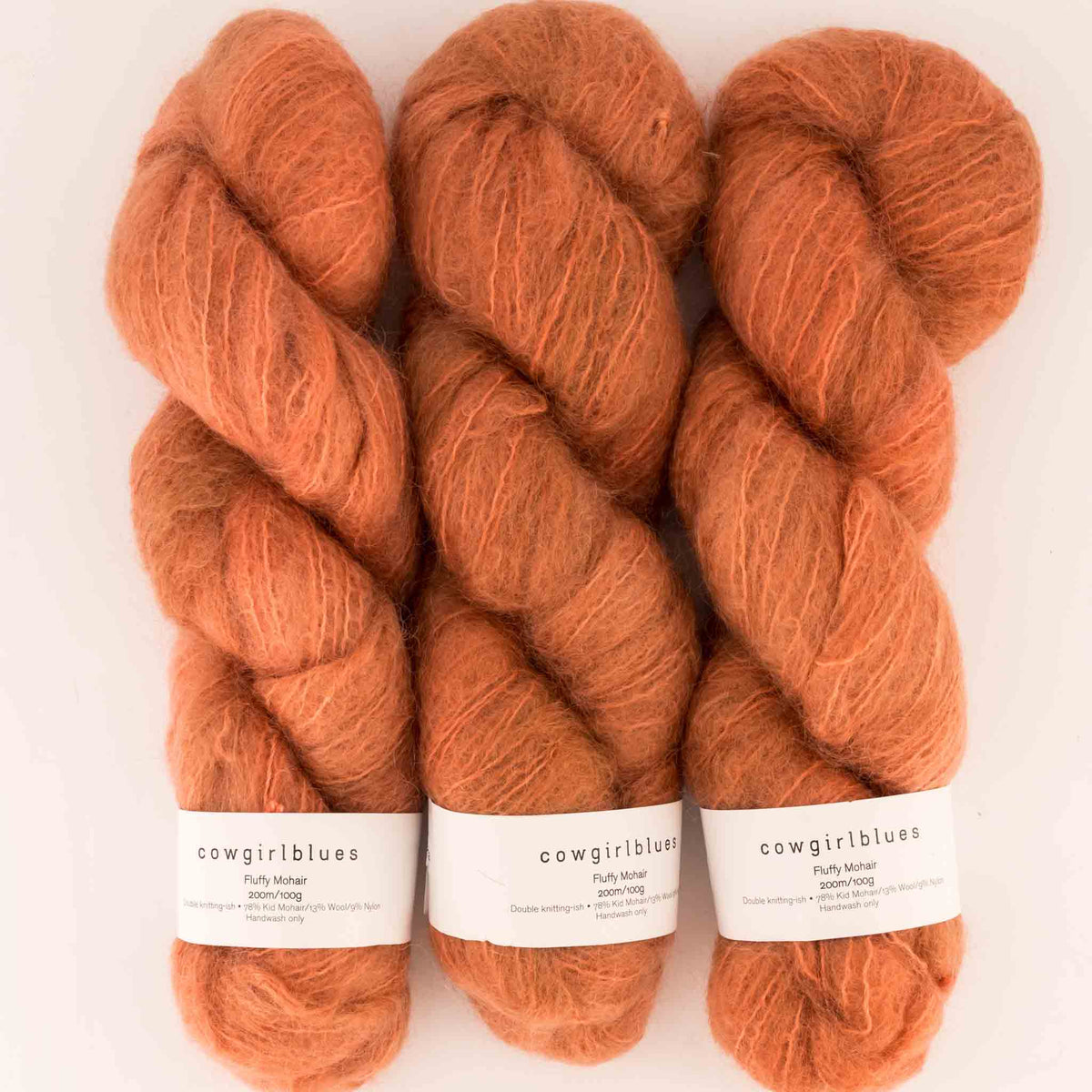 Cowgirlblues Fluffy Mohair Solids, Farbe 31 Terracotta: 78 % Mohair, 13 % Wolle, 9 % Nylon