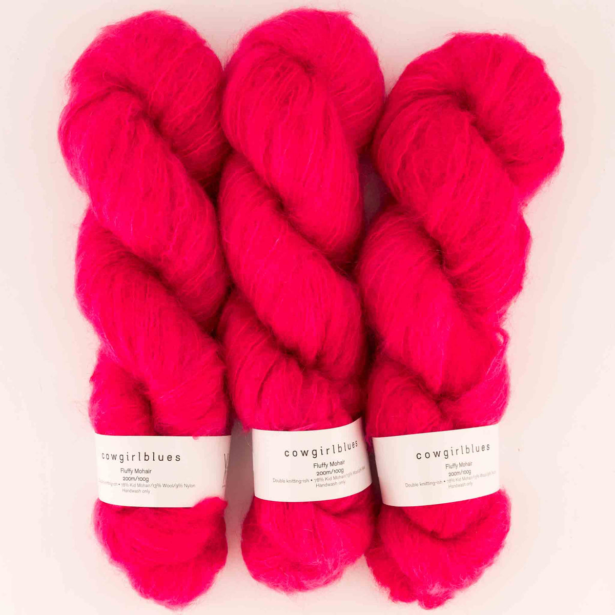 Cowgirlblues Fluffy Mohair Solids, Farbe 32 Hot Pink: 78 % Mohair, 13 % Wolle, 9 % Nylon