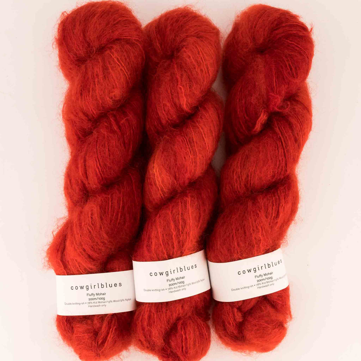 Cowgirlblues Fluffy Mohair Solids, Farbe 40 Chilli Pepper: 78 % Mohair, 13 % Wolle, 9 % Nylon