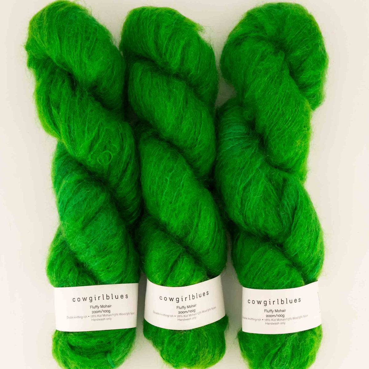 Cowgirlblues Fluffy Mohair Solids, Farbe 51 Evergreen: 78 % Mohair, 13 % Wolle, 9 % Nylon