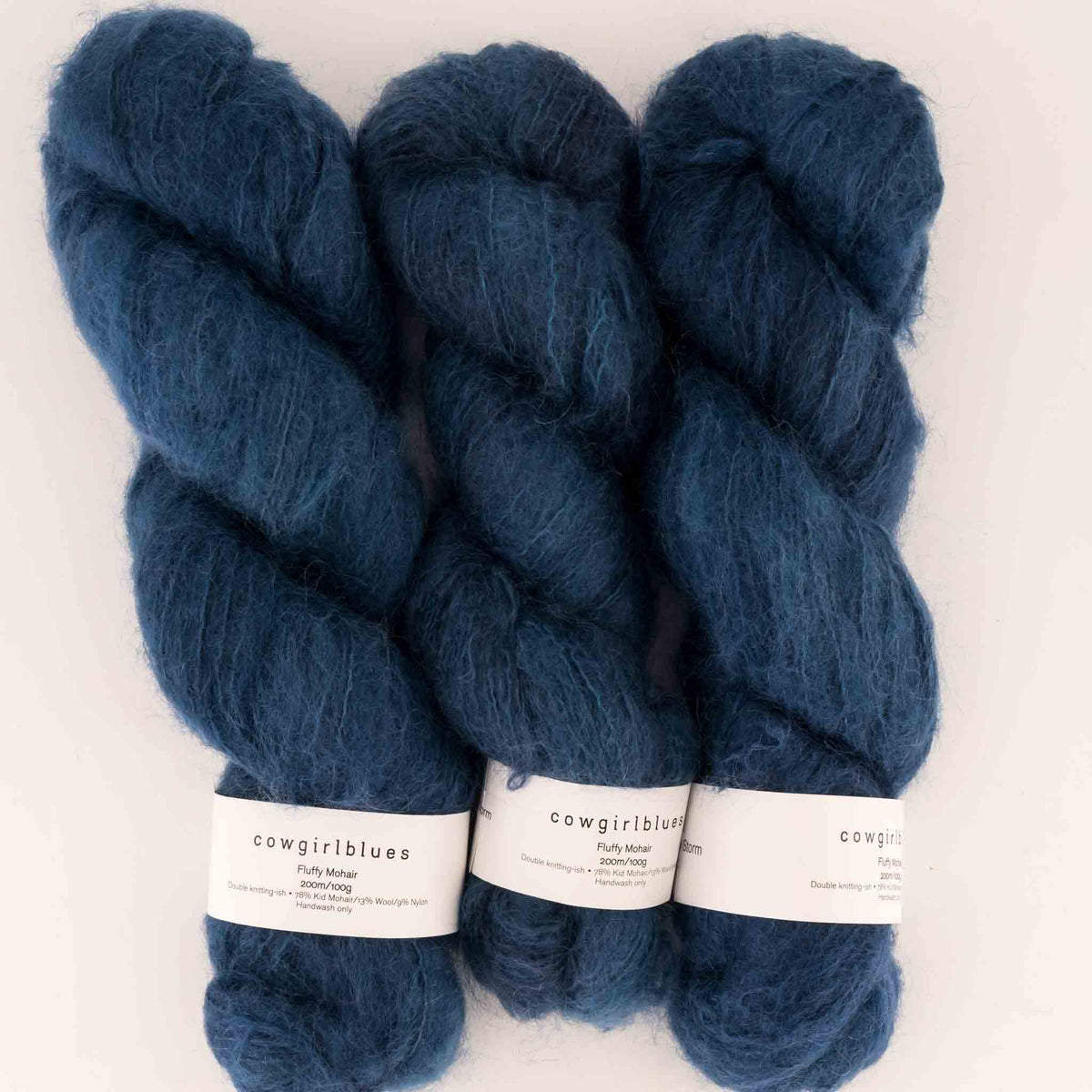 Cowgirlblues Fluffy Mohair Solids, Farbe 55 Cape Storm: 78 % Mohair, 13 % Wolle, 9 % Nylon