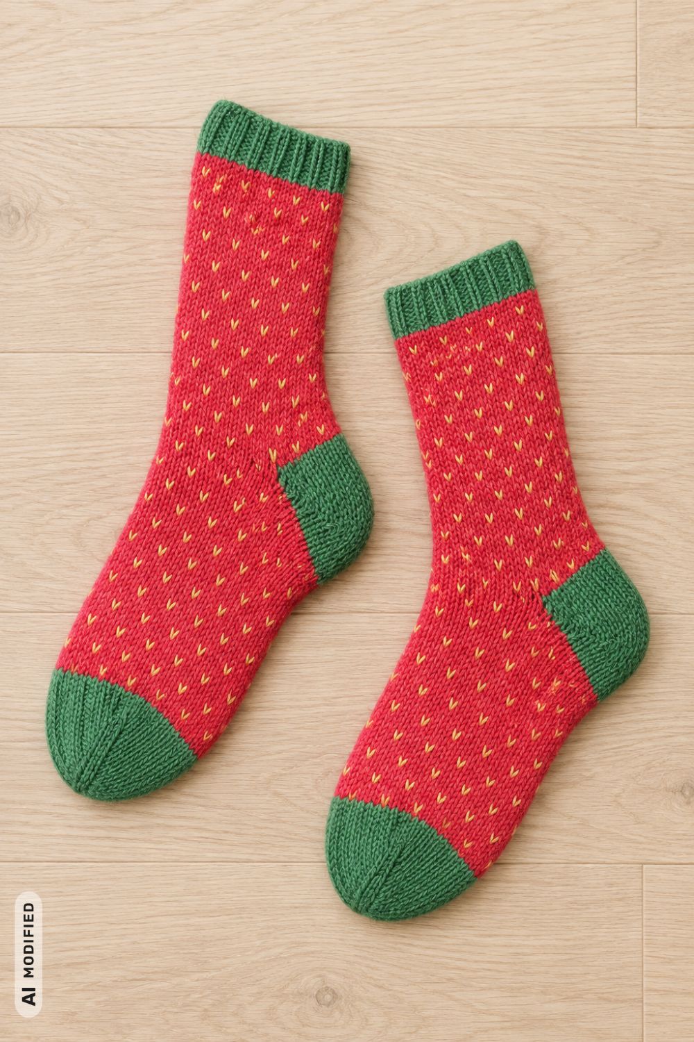 Socken Fruity Erdbeere, Strickanleitung, in Runden gestrickt, mit Colorwork, Garn: Kremke Edelweiss Alpaka 4-fach 25g