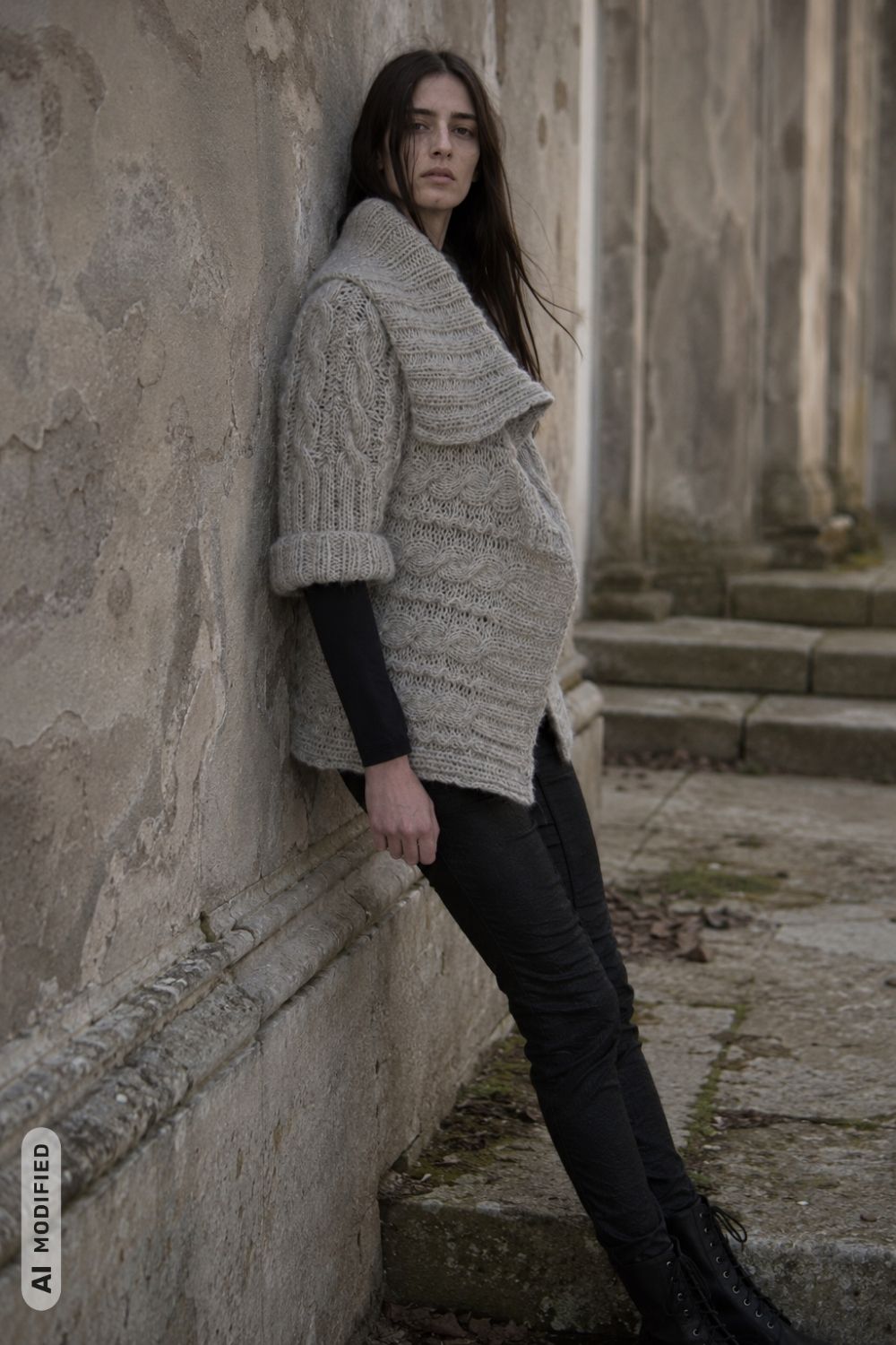 Jacke Ligeia, Strickanleitung, seitwärts mit Zöpfen, gestrickt aus BC Garn Brisa