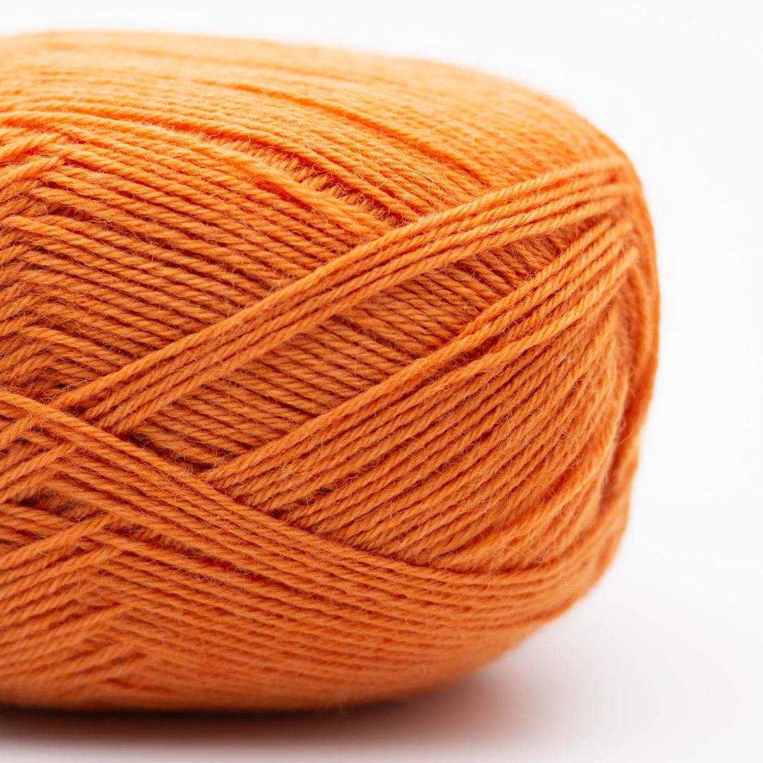 Kremke Edelweiss Classic 4fach 100g non-superwash, Farbe 408 Warmes Orange: 75 % Wolle, 25 % Polyester