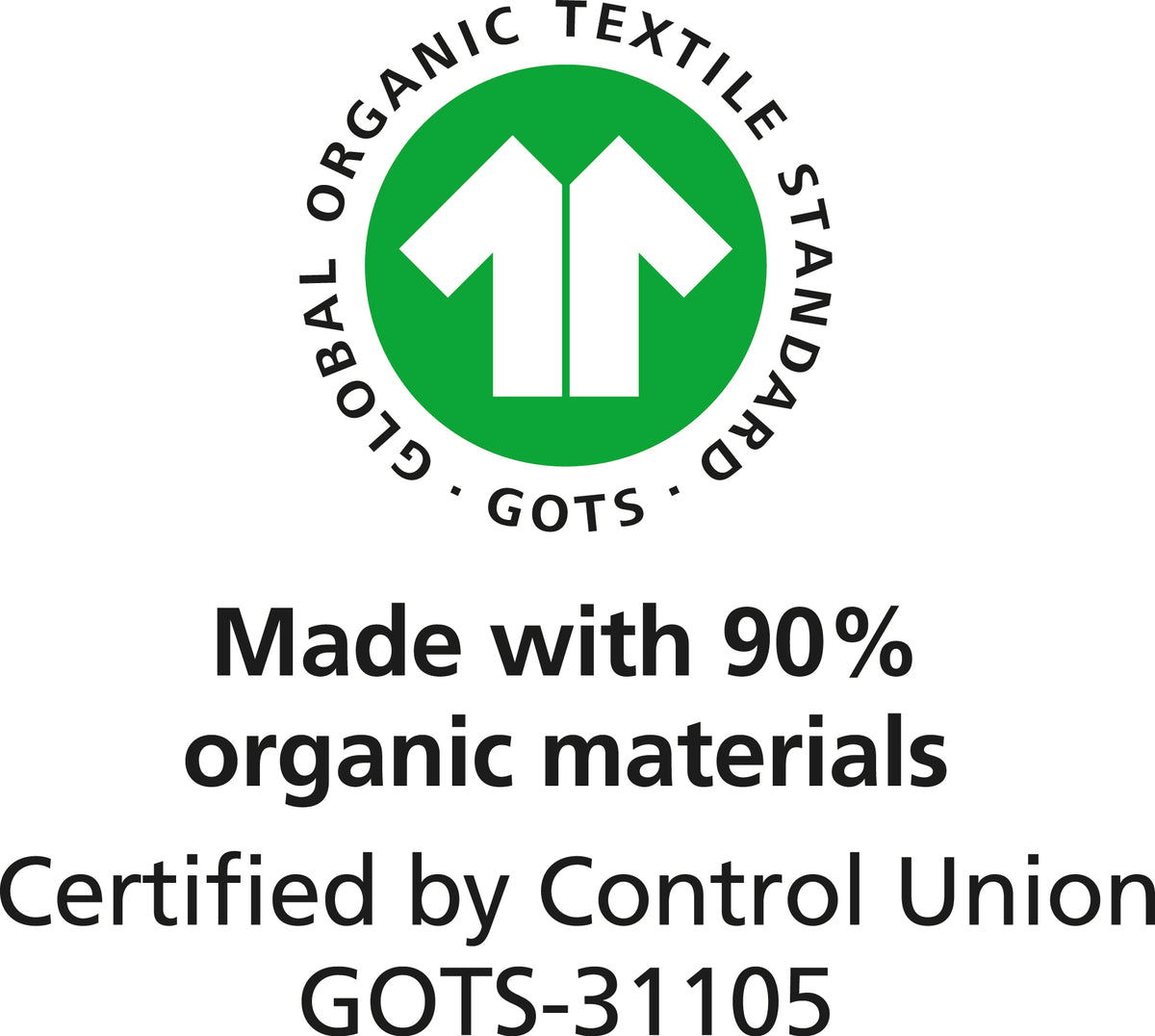 GOTS – 90 % Bio-Material, Control Union GOTS-31105