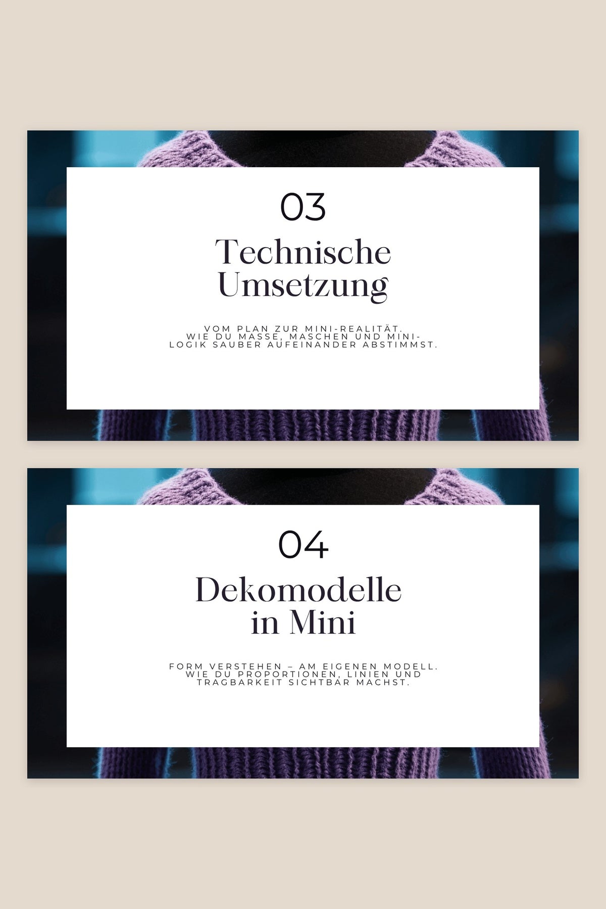 Minimodelle als Designelement, Onlinekurs: Kapitel Technische Umsetzung sowie Dekomodelle in Mini