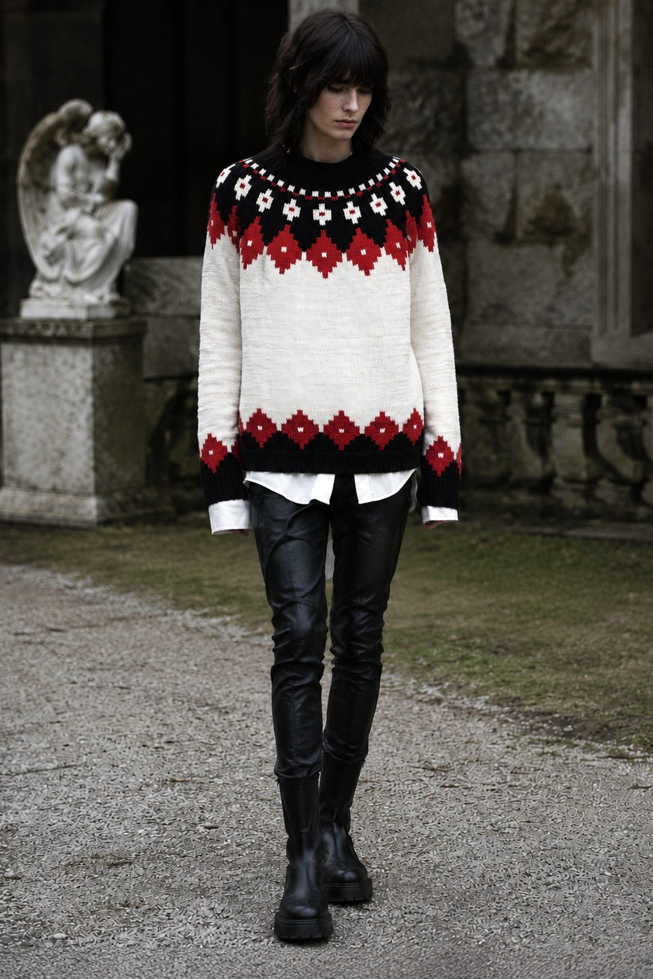 Pullover Hecate, Strickanleitung, Rundpasse von oben gestrickt, mit Colorwork, Garn: Kremke The Merry Merino 110