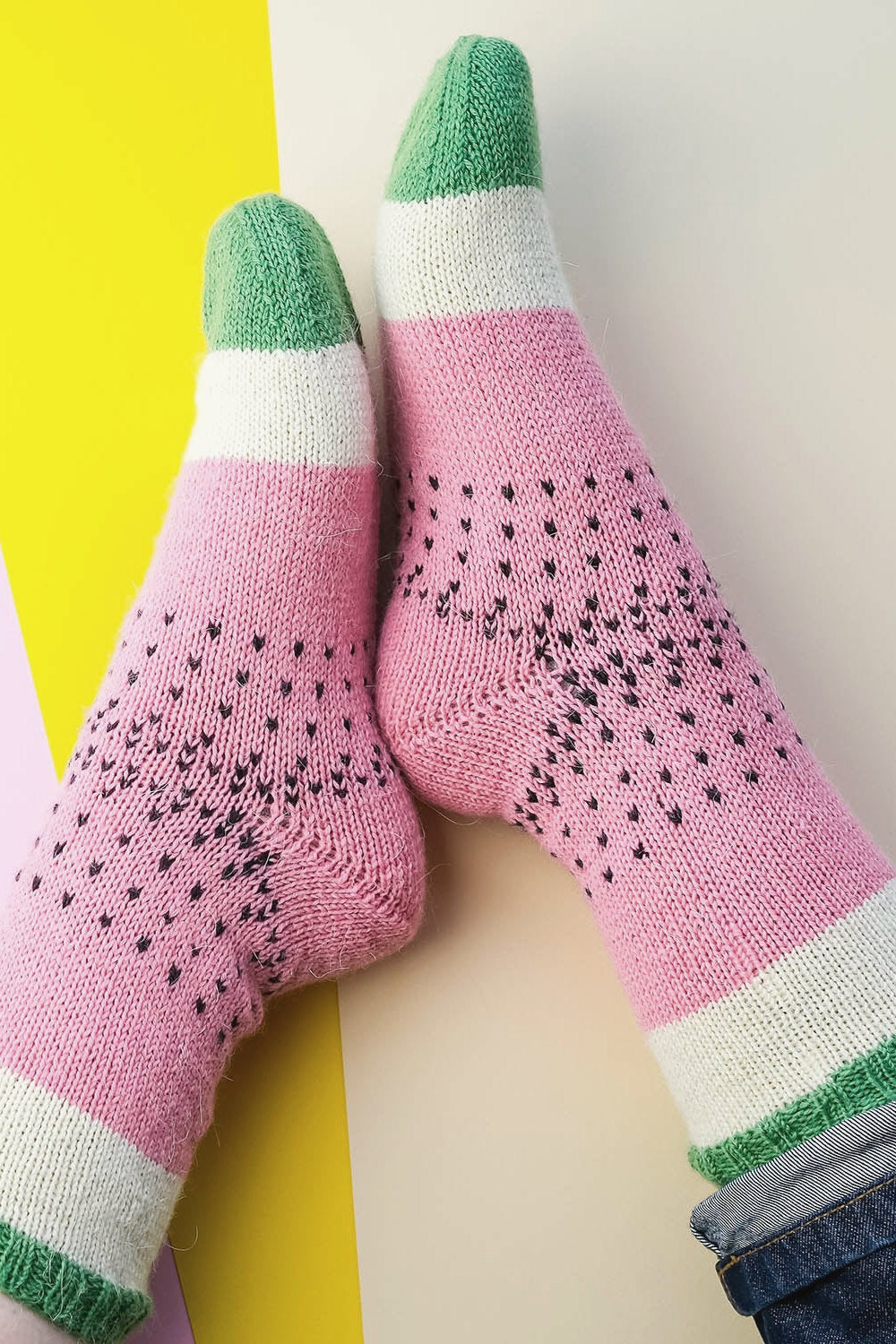Socken Fruity Wassermelone, Strickmodell in einer weiteren Ansicht