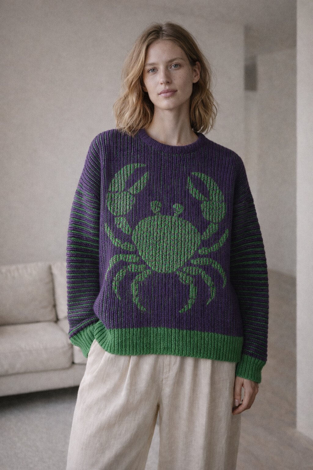 Strickset Pullover Cancer: Strickanleitung und Wolle Kremke The Merry Merino 140, Schattenstrick-Pullover
