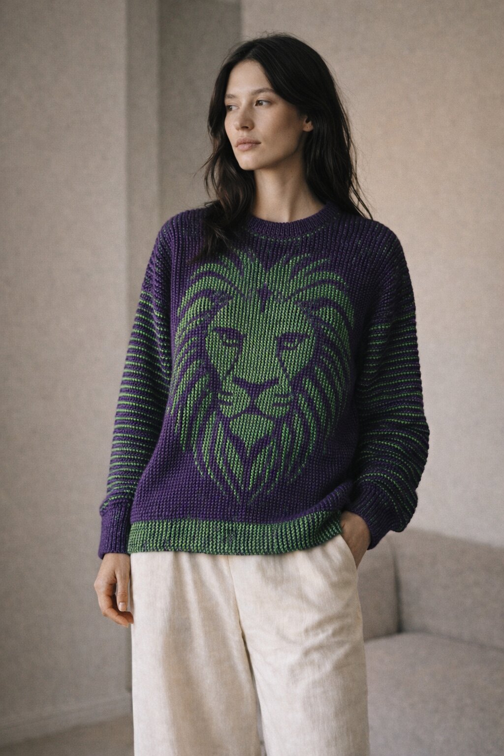 Strickset Pullover Leo: Strickanleitung und Wolle Kremke The Merry Merino 140, Schattenstrick-Pullover