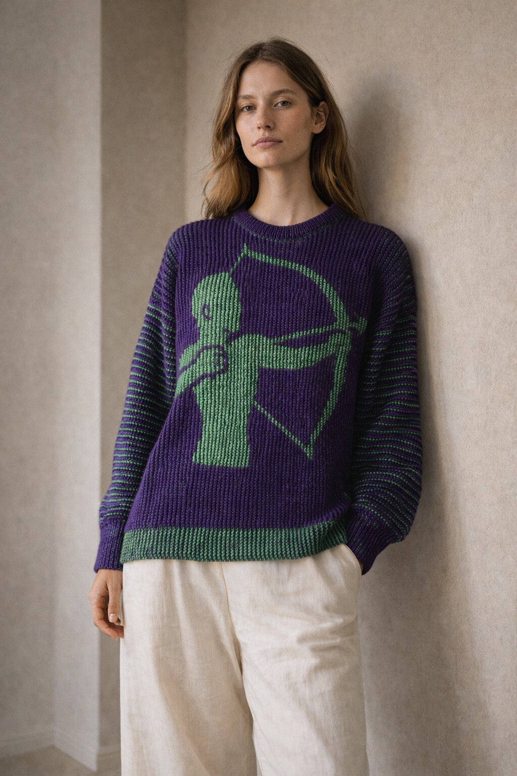 Strickset Pullover Sagittarius: Strickanleitung und Wolle Kremke The Merry Merino 140, Schattenstrick-Pullover