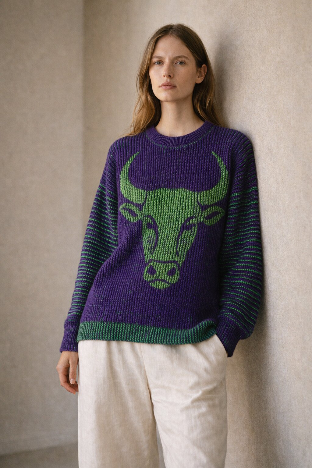 Strickset Pullover Taurus: Strickanleitung und Wolle Kremke The Merry Merino 140, Schattenstrick-Pullover