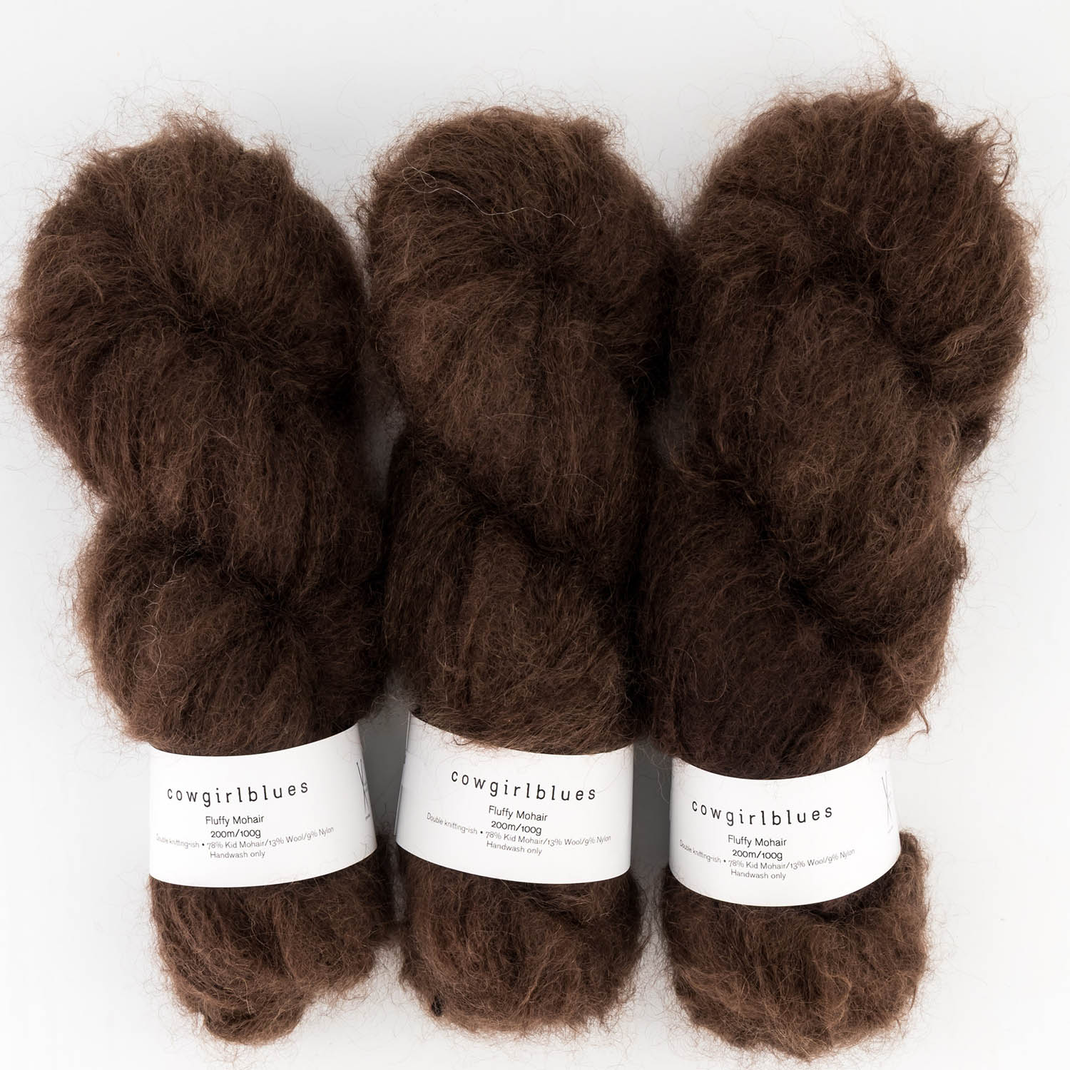 Cowgirlblues Fluffy Mohair Solids, Farbe 58 Cacao: 78 % Mohair, 13 % Wolle, 9 % Nylon