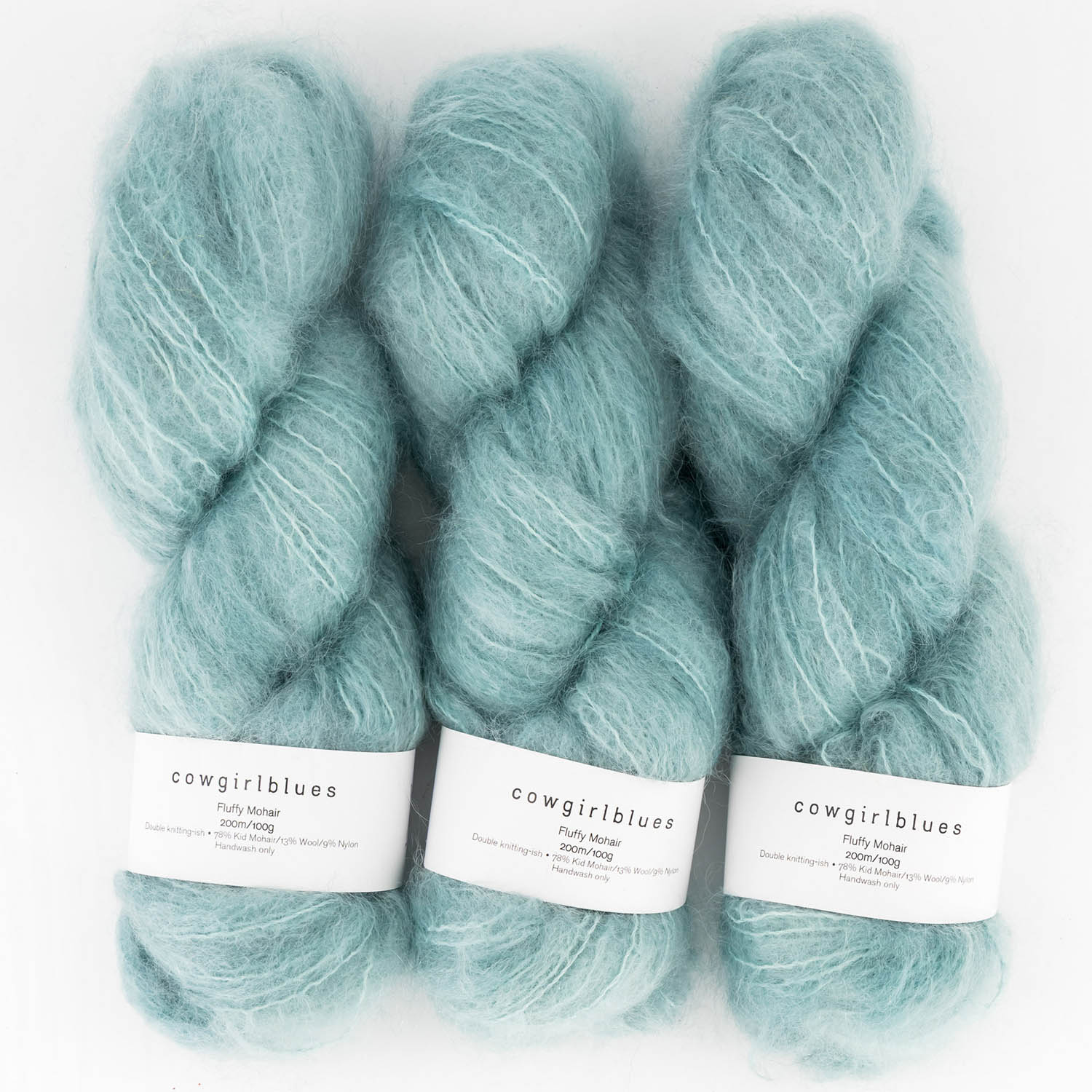 Cowgirlblues Fluffy Mohair Solids, Farbe 60 Low Tide: 78 % Mohair, 13 % Wolle, 9 % Nylon