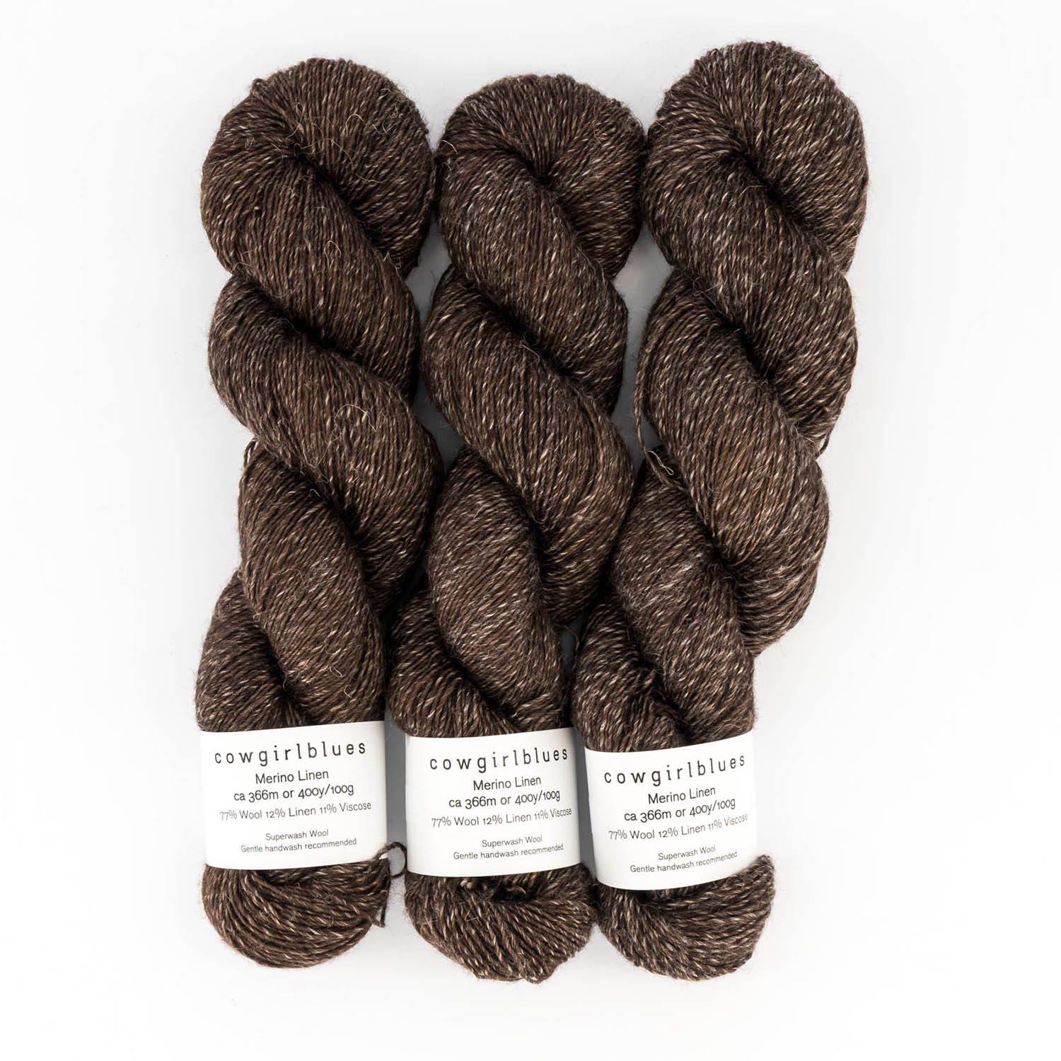 Cowgirlblues Merino Linen Solid, Farbe 58 Cacao: 77 % Wolle, 12 % Leinen, 11 % Viskose