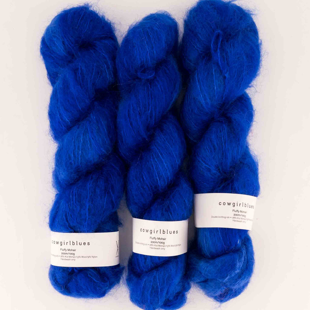Cowgirlblues Fluffy Mohair Solids, Farbe 20 Cobalt: 78 % Mohair, 13 % Wolle, 9 % Nylon