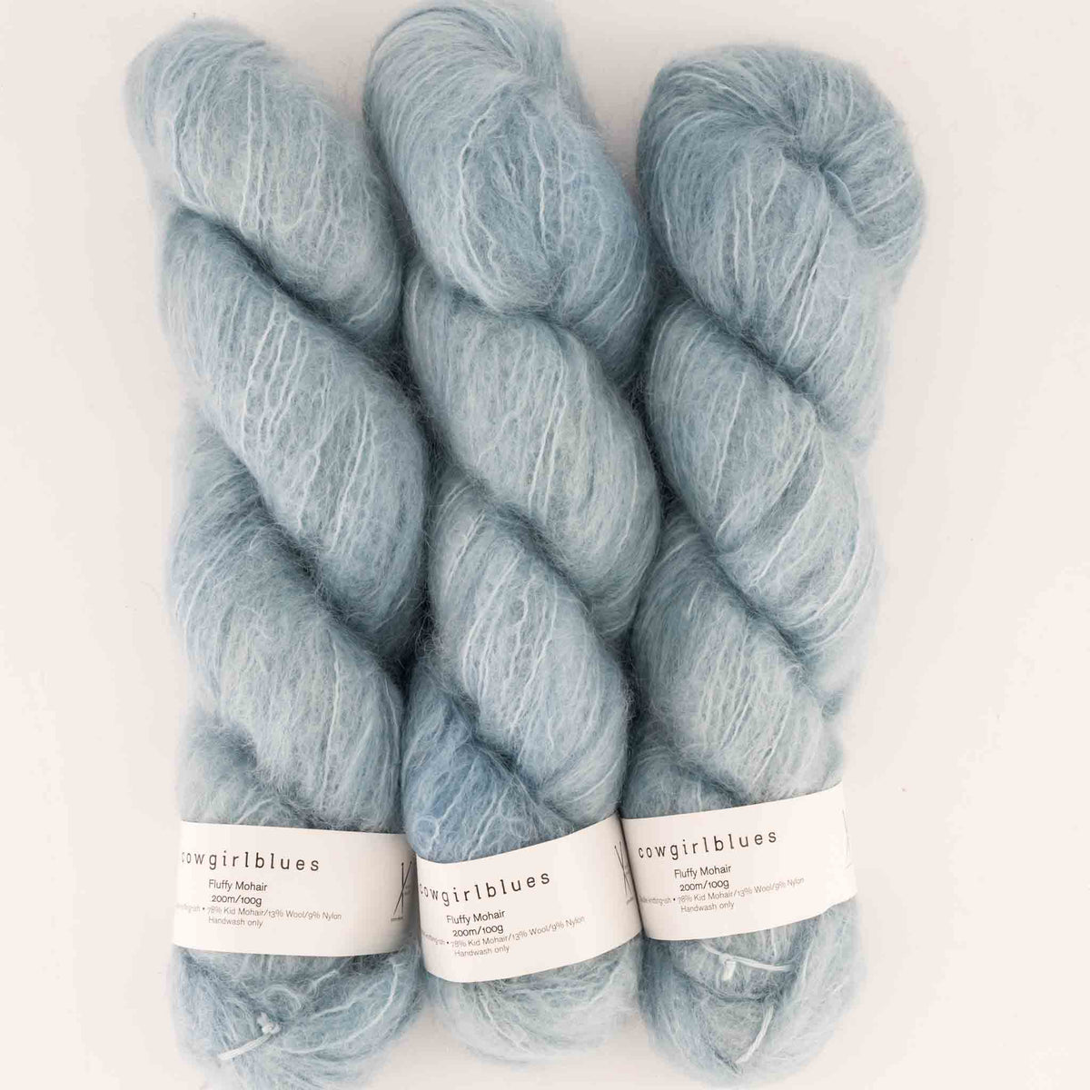 Cowgirlblues Fluffy Mohair Solids, Farbe 37 Celadon: 78 % Mohair, 13 % Wolle, 9 % Nylon