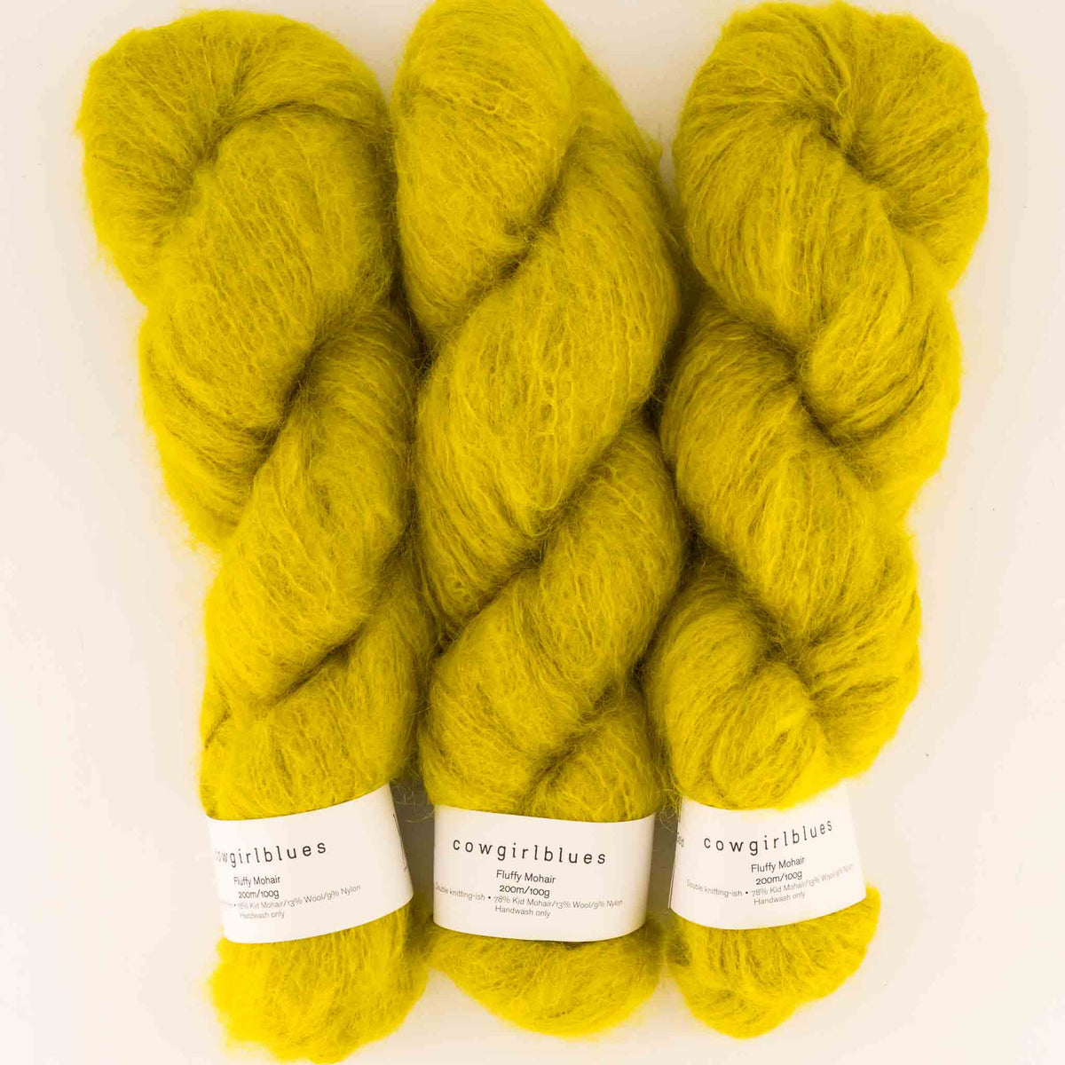 Cowgirlblues Fluffy Mohair Solids, Farbe 53 Karoo gold: 78 % Mohair, 13 % Wolle, 9 % Nylon