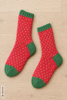 Socken Fruity Erdbeere, Strickanleitung, in Runden gestrickt, mit Colorwork, Garn: Kremke Edelweiss Alpaka 4-fach 25g