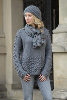 Pullover Malou, Strickanleitung, quer gestrickt, Zopfmuster, Garn: Mirasol Hasa