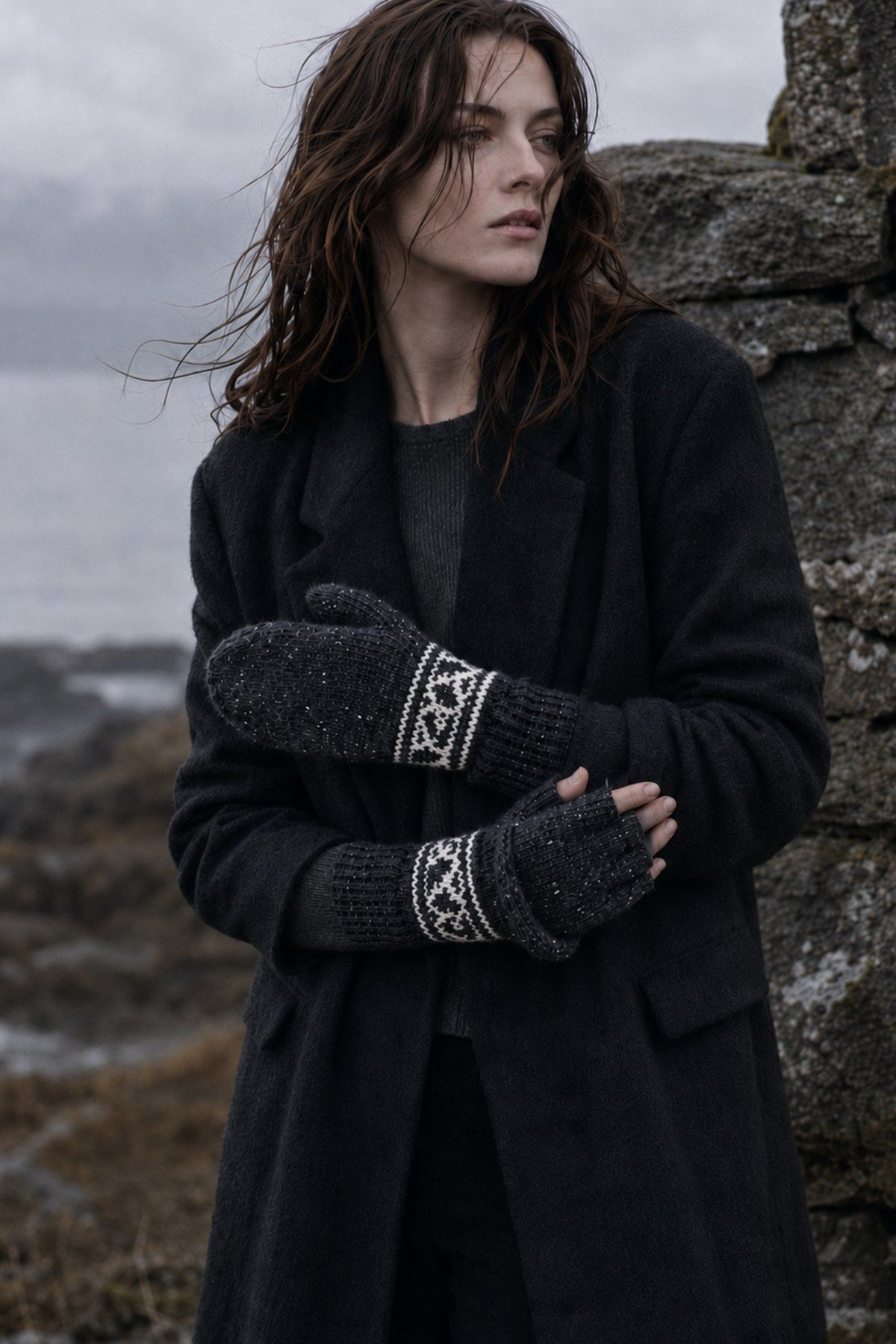 Strickset Marktfrauenhandschuhe Seized: Strickanleitung und Wolle Amano Andes Alpaka Merino, zweifarbige Handschuhe
