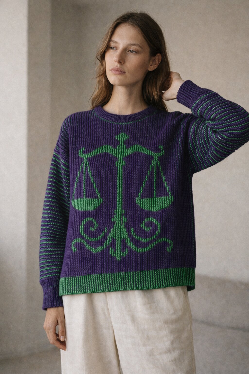Strickset Pullover Libra: Strickanleitung und Wolle Kremke The Merry Merino 140, Schattenstrick-Pullover