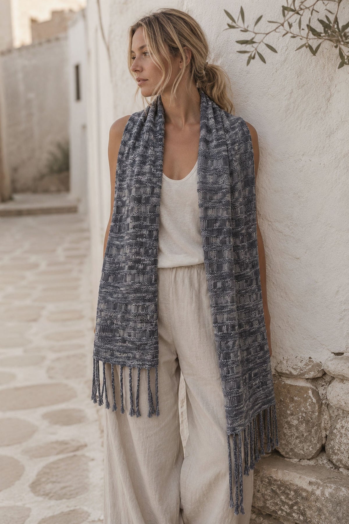 Strickset Schal Miriel: Strickanleitung und Wolle Tussah Tweed von BC Garn
