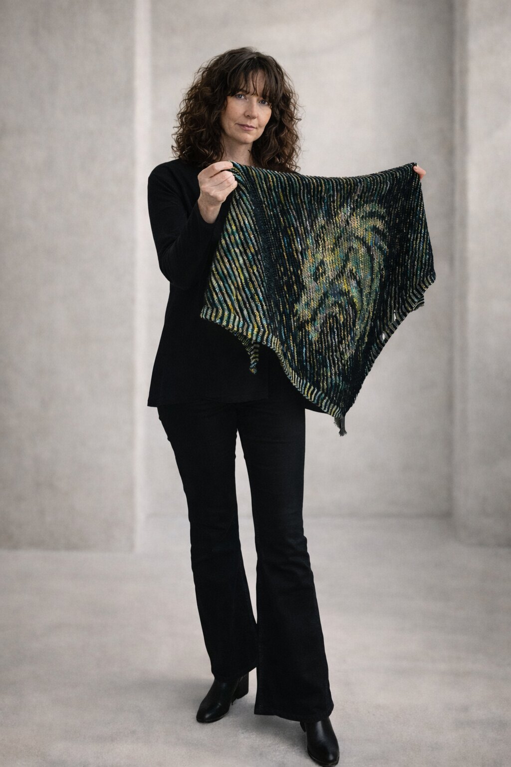 Strickset Tuch Buried Fire: Strickanleitung und Wolle Kremke The Merry Merino 140 und Manos del Uruguay Marla, Schattenstrick-Tuch