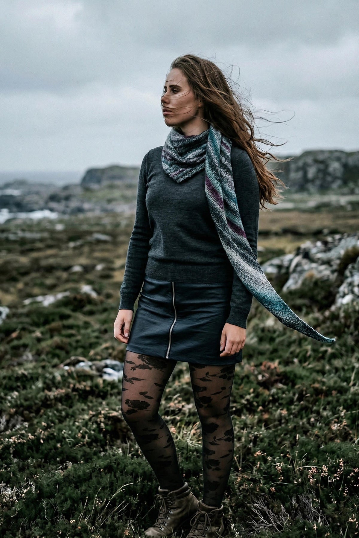 Strickset Tuch Steinbock: Strickanleitung und Wolle Alegria von Manos del Uruguay