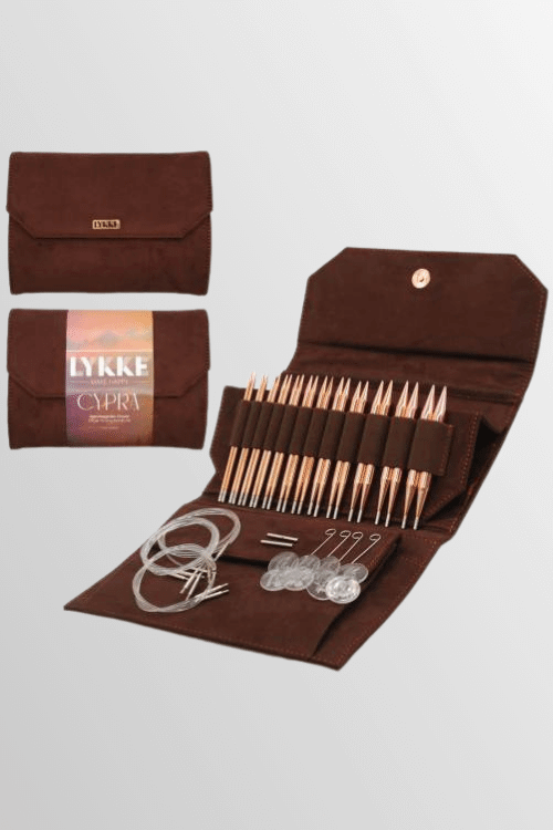 Cypra Set Rundstricknadeln 13cm Länge Brown Vegan Suede Cypra Set Rundstricknadeln 13cm Länge Brown Vegan Suede